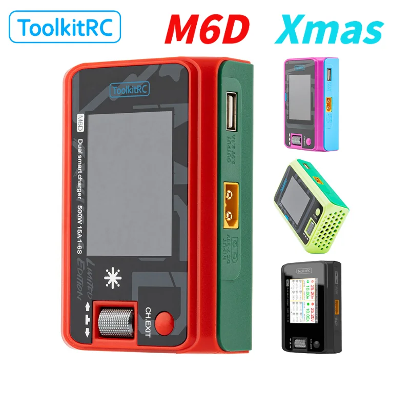 

Genuine ToolkitRC M6D Xmas 500W 15A Dual Channel Smart Balance Charger Discharger 1-6S For LiPo LiHV Battery RC FPV Racing Drone