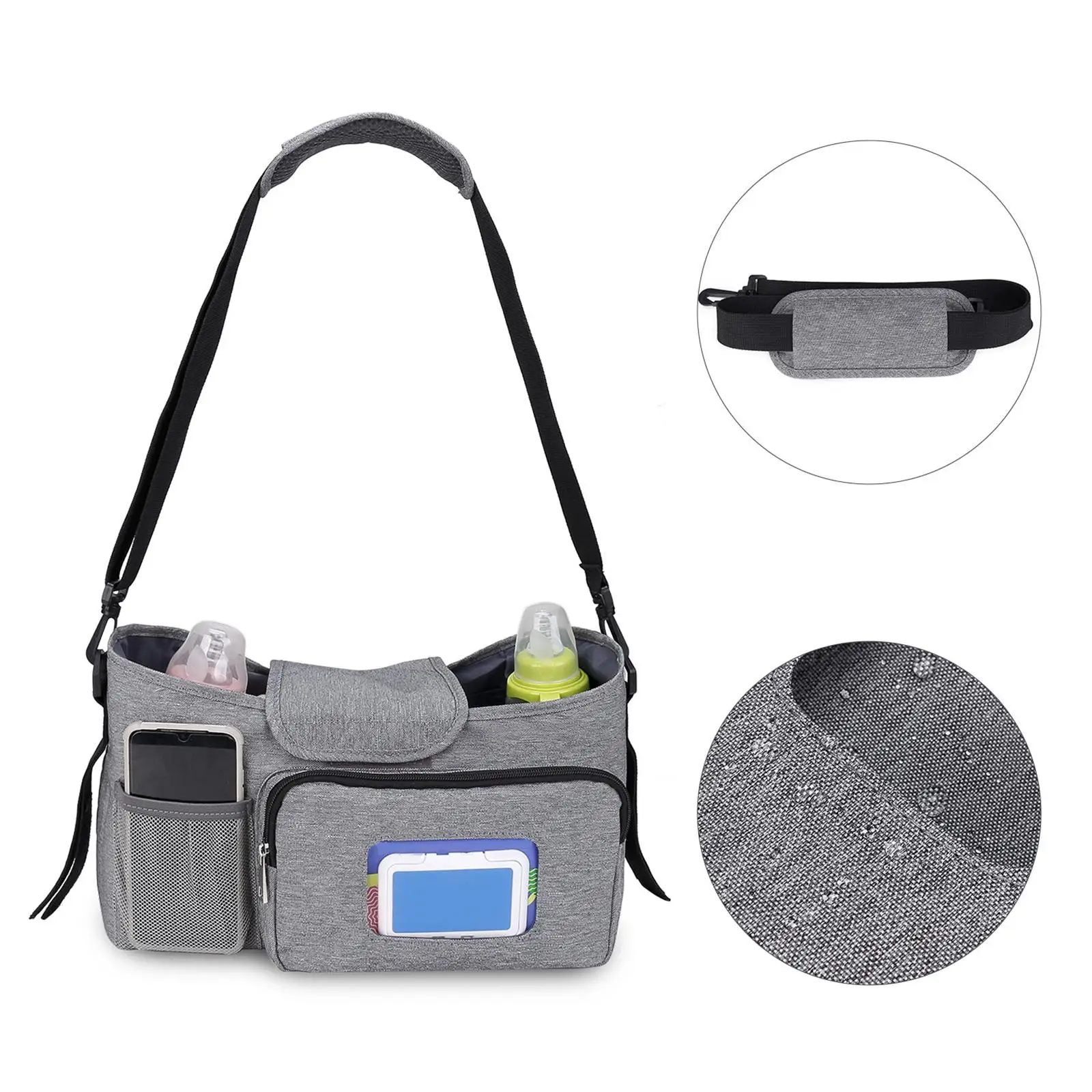 حقيبة تنظيم عربة الأطفال العالمية، حزام كتف مقاوم للماء لعربات التي تجرها الدواب #3