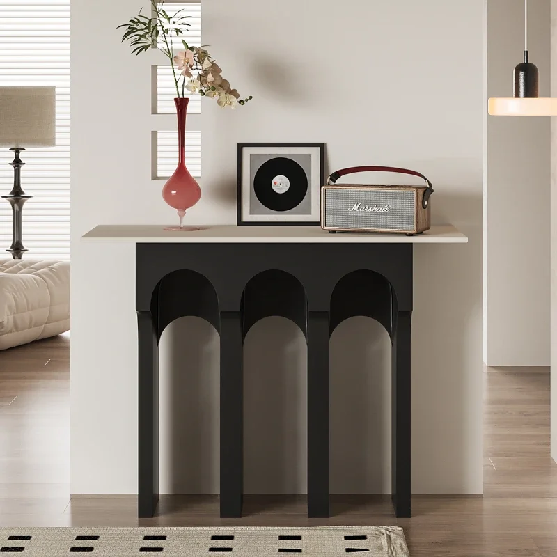 Modern Minimalist High-Grade Black Entrance Cabinet Living Room Entrance Side View Design Light Luxury Console Tables