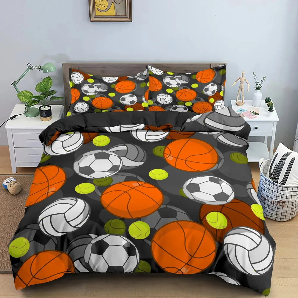Colorful Football 3D Print Bedding Set Cozy Duvet Cover King Queen Twin Single Size Birthday Gift Boy Kid Bedroom Decoration