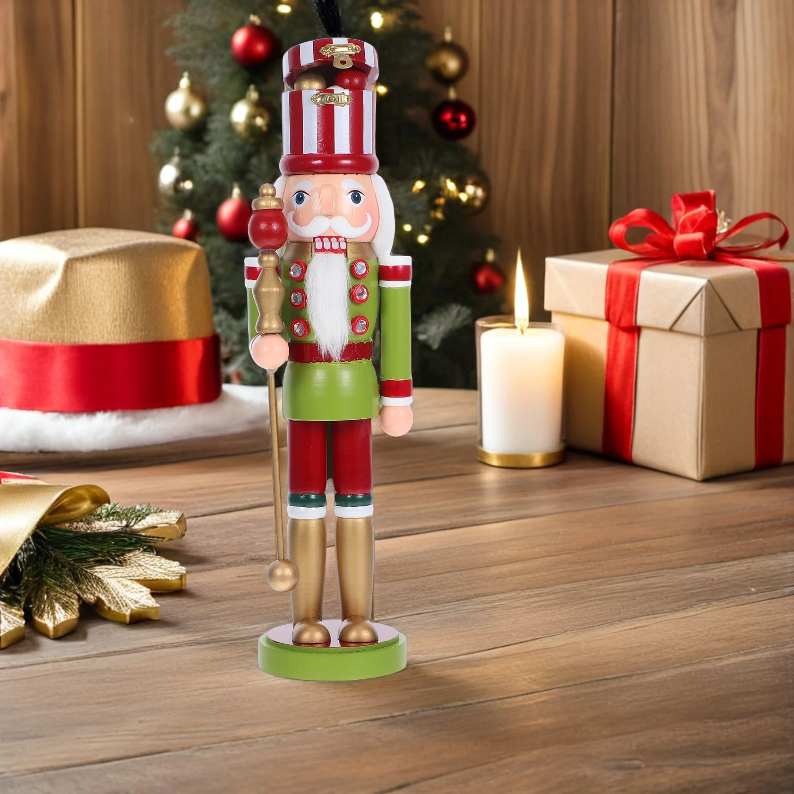 

Christmas Wooden Nutcracker Soldier Hand Painted Holiday Ornament Versatile Placement for Mantels Shelves Desks