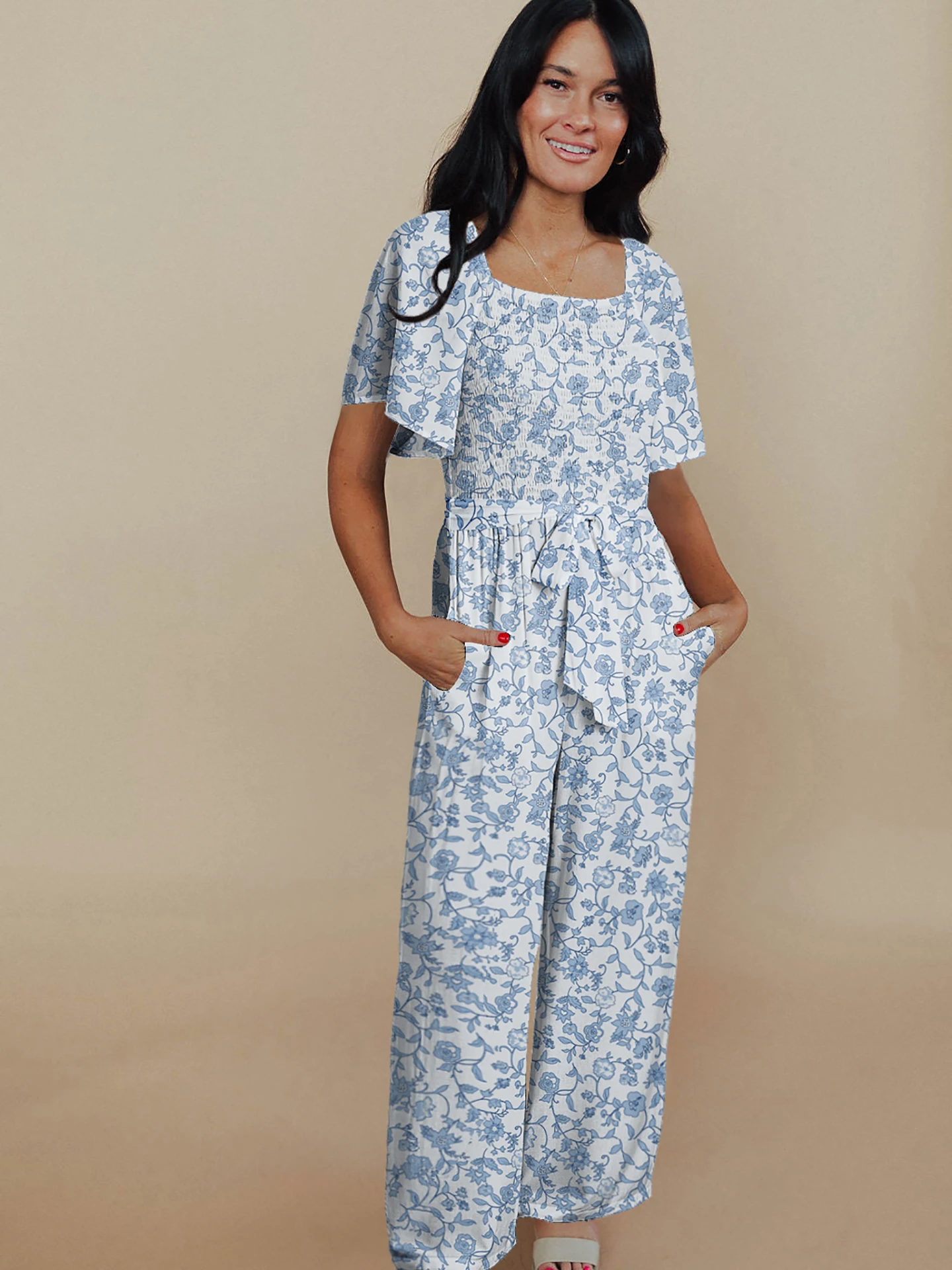 DearLover الأزهار طباعة ساحة Ne ort Sve السراويل النسائية الصيف الجديدة عالية الخصر مربوط بذلة السراويل الطويلة