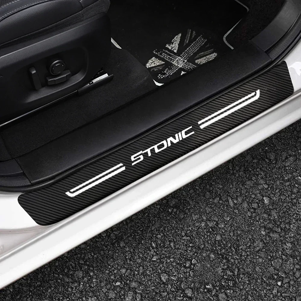 Car Threshold Stickers Door Sill Protector Anti Scratch Carbon Fiber Film For KIA STONIC Badge Trunk Sill Bumper Guard Strips