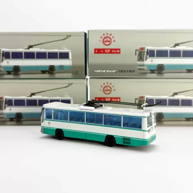 Diecast 1:110 Shanghai Bus SK5105GP Route 107 Alloy Trolleybus Model Souvenir Grade Gift Collectibles Toy Desktop Display