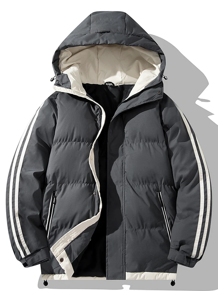 

Мужское зимнее теплое пальто Thiened Cotton Jaet с капюшоном Faion Urban Sle Long Sve Stand Fit Молодежная повседневная одежда из полиэстера...