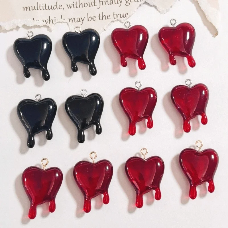 

Оптовая продажа, 50 шт./лот, цветные бусины из смолы в форме сердечек с мультяшным принтом, с крючком, для изготовления украшений, аксессуаров для одежды и волос