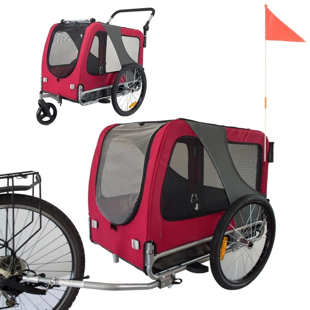 M L XL Size Dog Bicycle Trailer Quick Release And Easy Foldable 2 In 1 Stroller Bike Trailer Factory Wholesale Pet Bike Trailer
