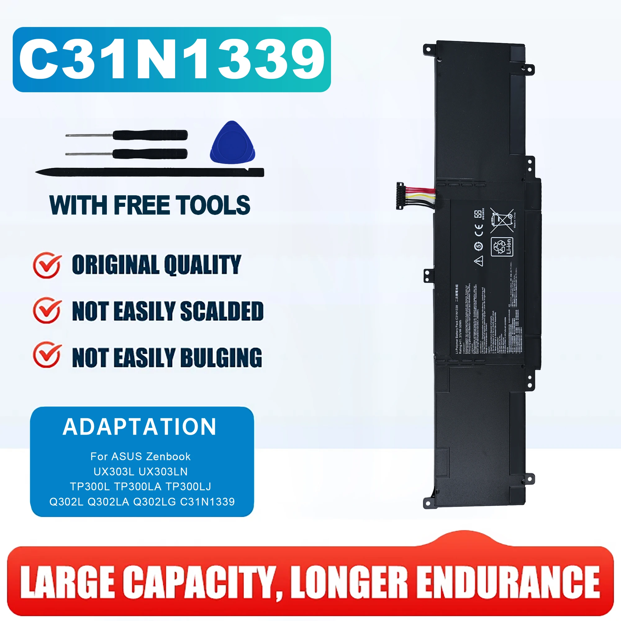 New 50Wh C31N1339 Laptop Battery For ASUS Zenbook UX303L UX303LN TP300L TP300LA TP300LJ Q302L Q302LA Q302LG