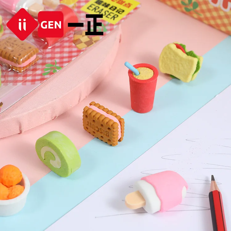 Kawaii Kuchen und Gebäck Dessert Radiergummi Kinder Spielzeug Simulation Form Nette Lebensmittel Gummi Studenten Bleistift Radiergummi Schule