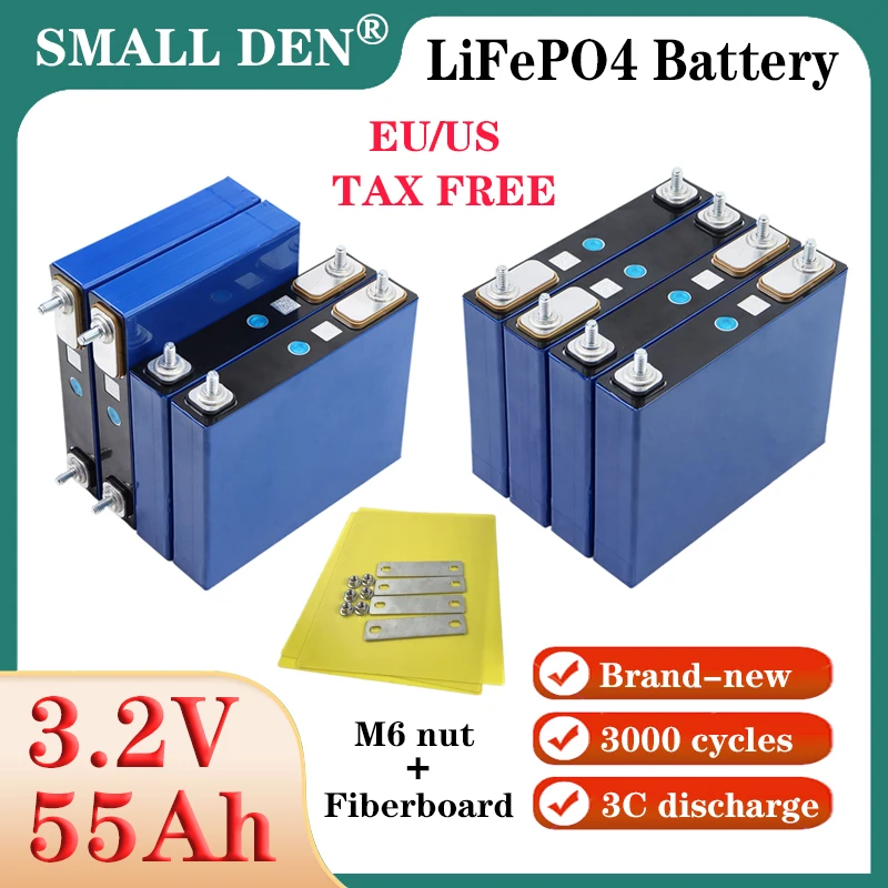 

New 3.2V 55Ah LiFePO4 Rechargeable battery 3C Discharge Grade A DIY 12v 24v Electric vehicle boat RV Inverter Solar Light Cells