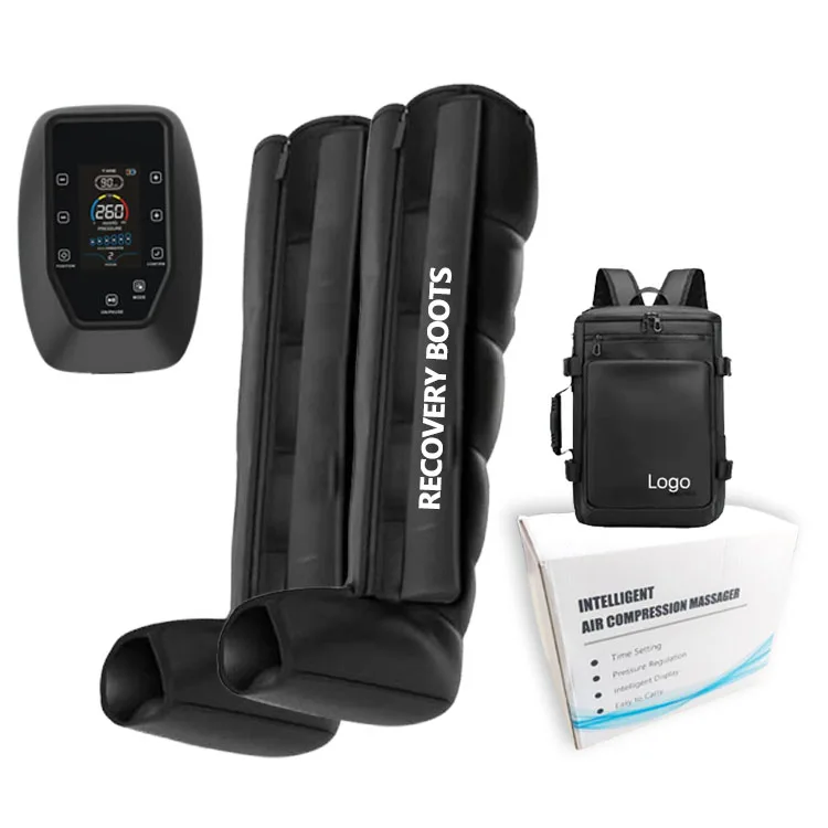 6 Chambers Rechargeable Air Compression Recovery Boots Massage Foot Leg Therapy System Massager Device