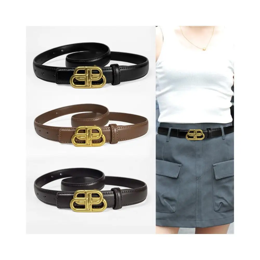 

New Women's Vintage Casual Belt Fashion Metal Buckle PU Leather Thin Belt Versatile Daily Jeans Decoration Belt