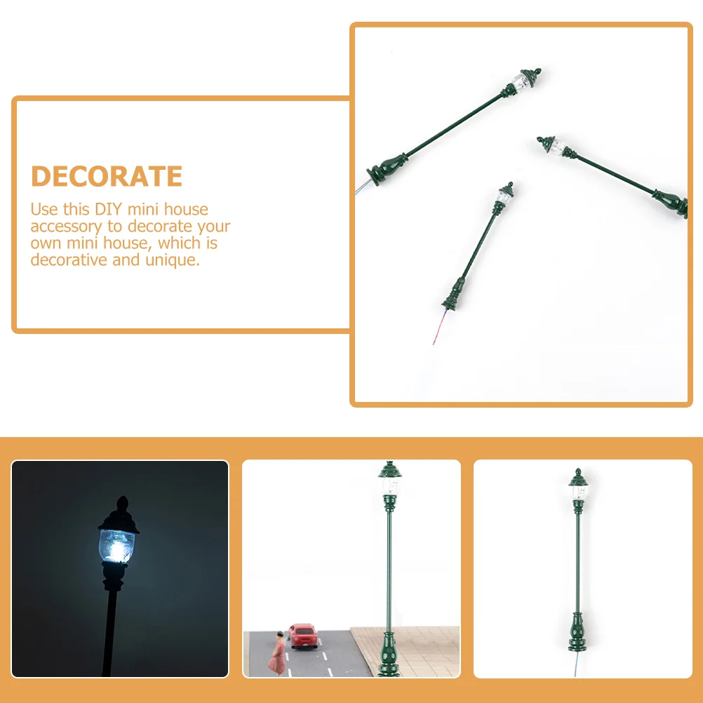 4 pçs modelo luz de jardim decorativa mini lâmpada decorar pequena rua aço inoxidável mais abs casa decoração criança