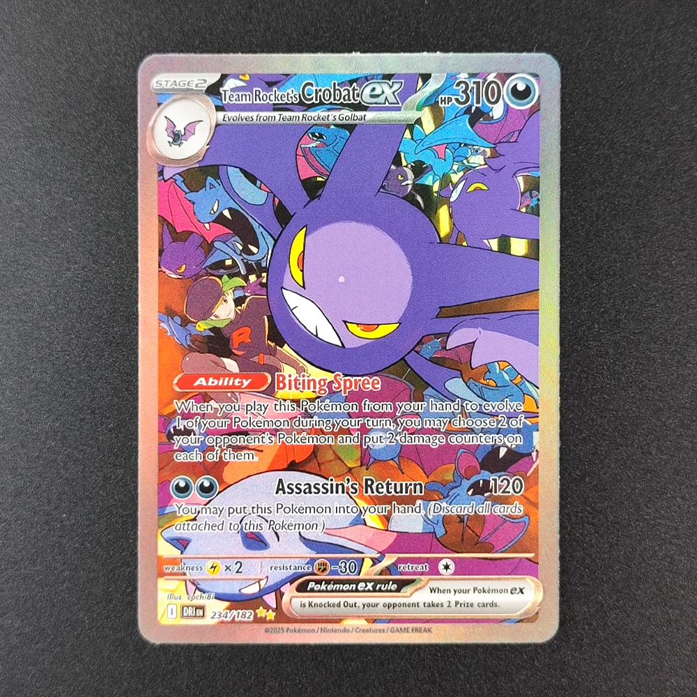 2025 بطاقة بوكيمون Ptcg الإنجليزية SV10 SV09 لعبة بطاقة التداول للمنافسين المائلة لفريق Rocket's Mewtwo Synthia's Garchomp Ethan's Ho-Oh #6