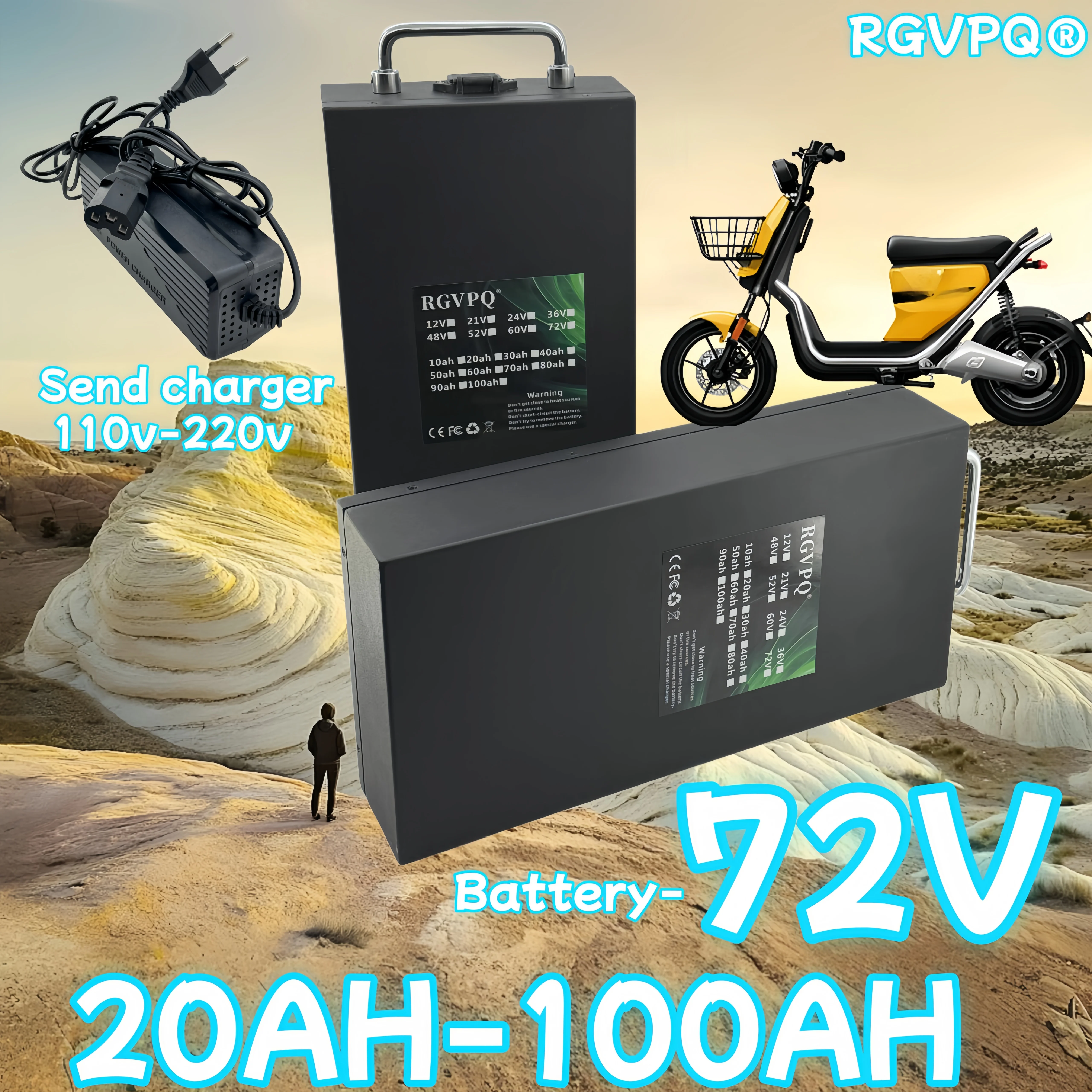 

Air transportation, 100% brand new Harley 72V 20AH-100AH waterproof lithium power battery suitable for CityCoco electric scooter