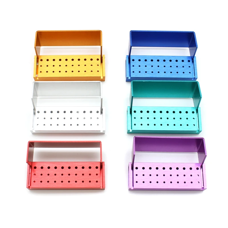 1pcs Dental Burs เจาะฆ่าเชื้อบล็อก FG Bur RA Bur ฆ่าเชื้อผู้ถือ Autoclavable อลูมิเนียม 30 หลุมทันตกรรมวัสดุ