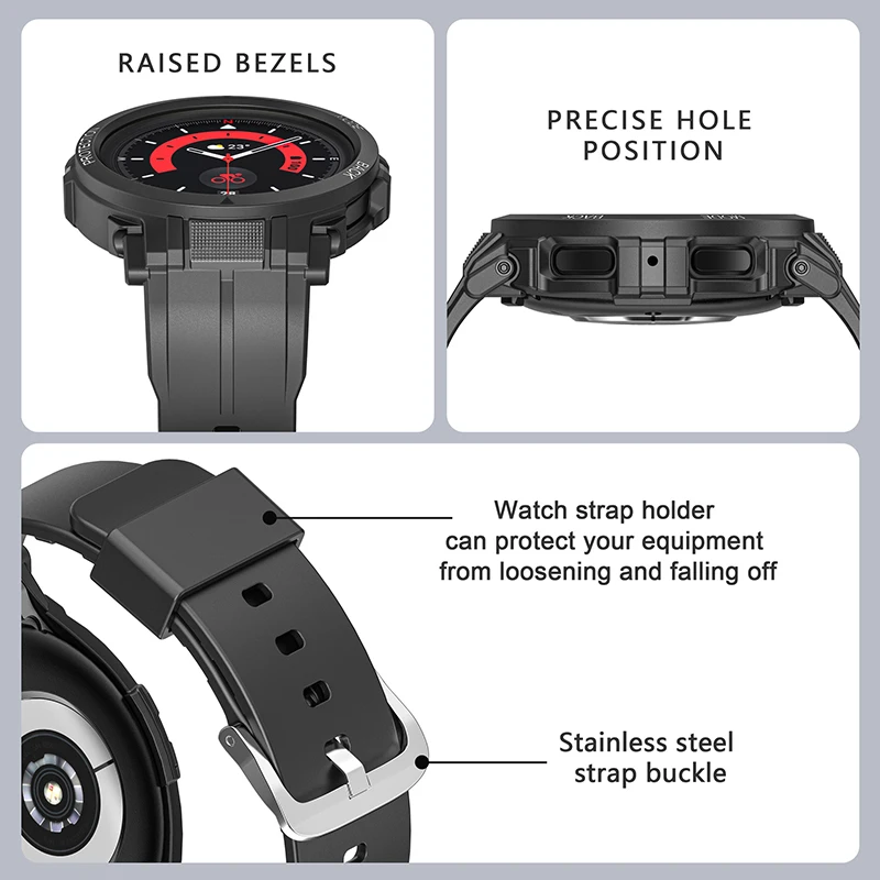 Silicone Strap+Case for Samsung Galaxy Watch 5 Pro 45mm Band Protective Shell Galaxy Watch5/4 40 44mm Sport Bracelet Accessories