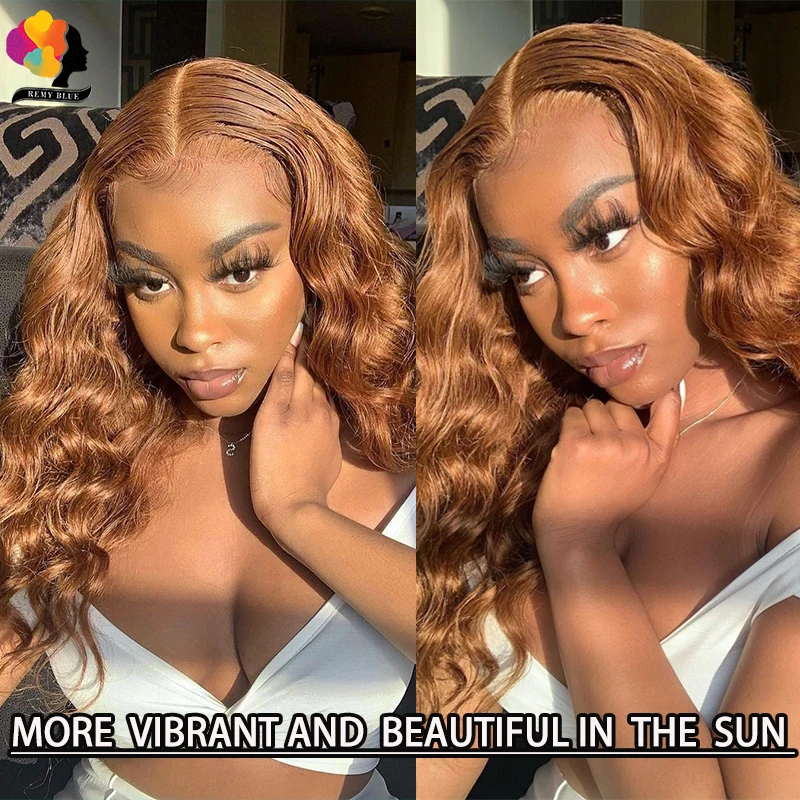 الزنجبيل شقراء 13x6 HD الدانتيل الباروكات الأمامية الجسم موجة شعر مستعار بني اللون 13X4 الدانتيل الشفاف الجبهة خصلات الشعر المستعار الإنسان للنساء السود #2