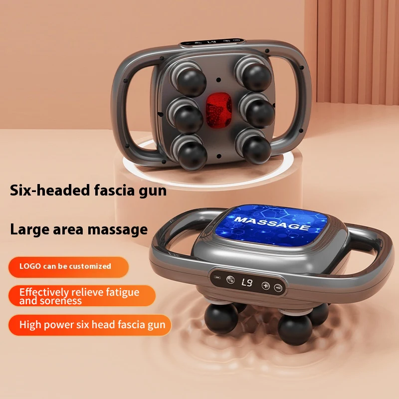

Fascia Gun Muscle Massager Gun High Frequency Back Waist Massage Machine Six-head Body Shoulder Professional Fascia Massage Gun