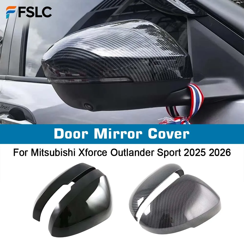 

⭐ Подлинный ⭐ Автомобильное украшение, дверное зеркало, чехол для Mitsubishi Xforce Outlander Sport 2025 2026, черные автомобильные аксессуары из углеродного волокна