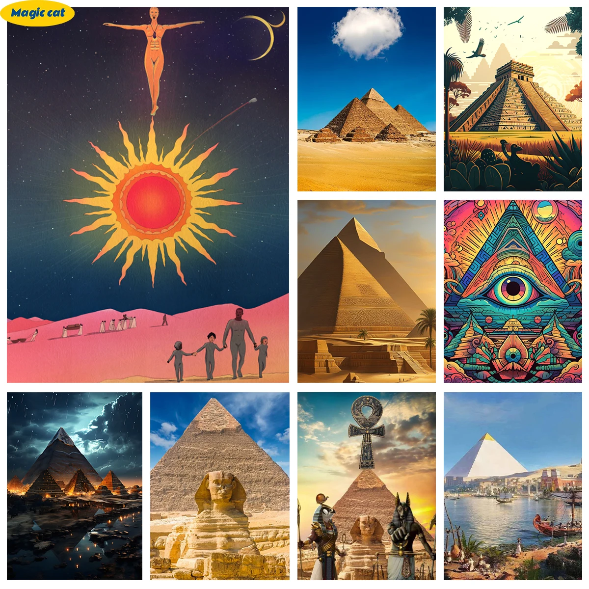 

Khufu Pyramid 5D Diamond Painting Egypt Sphinx DIY Diamond Embroidery Cross Stitch Handicrafts Fun Gifts Home Decoration