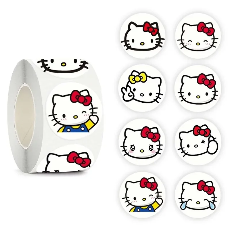 500Pcs/Roll Sanrio Stickers Kawaii Hello Kitty Melody Kuromi Cinnamoroll Luggage Graffiti Decals Kid Toy Decoration Sticker Gift