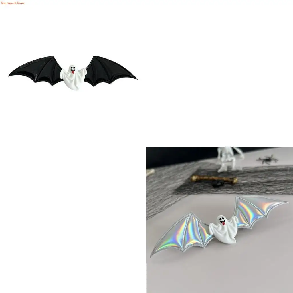 Q5WE 1PC Secure Hold Bat Themed Hair Accessory Lightweight PU Leather Barrettes Gothic Party Essential Long Wear