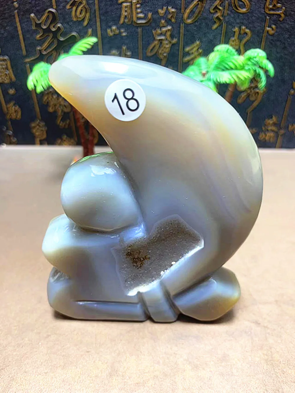 Natural Crystal Agate Moon Statue, Goddess Sculpture, Home Decoration Gifts