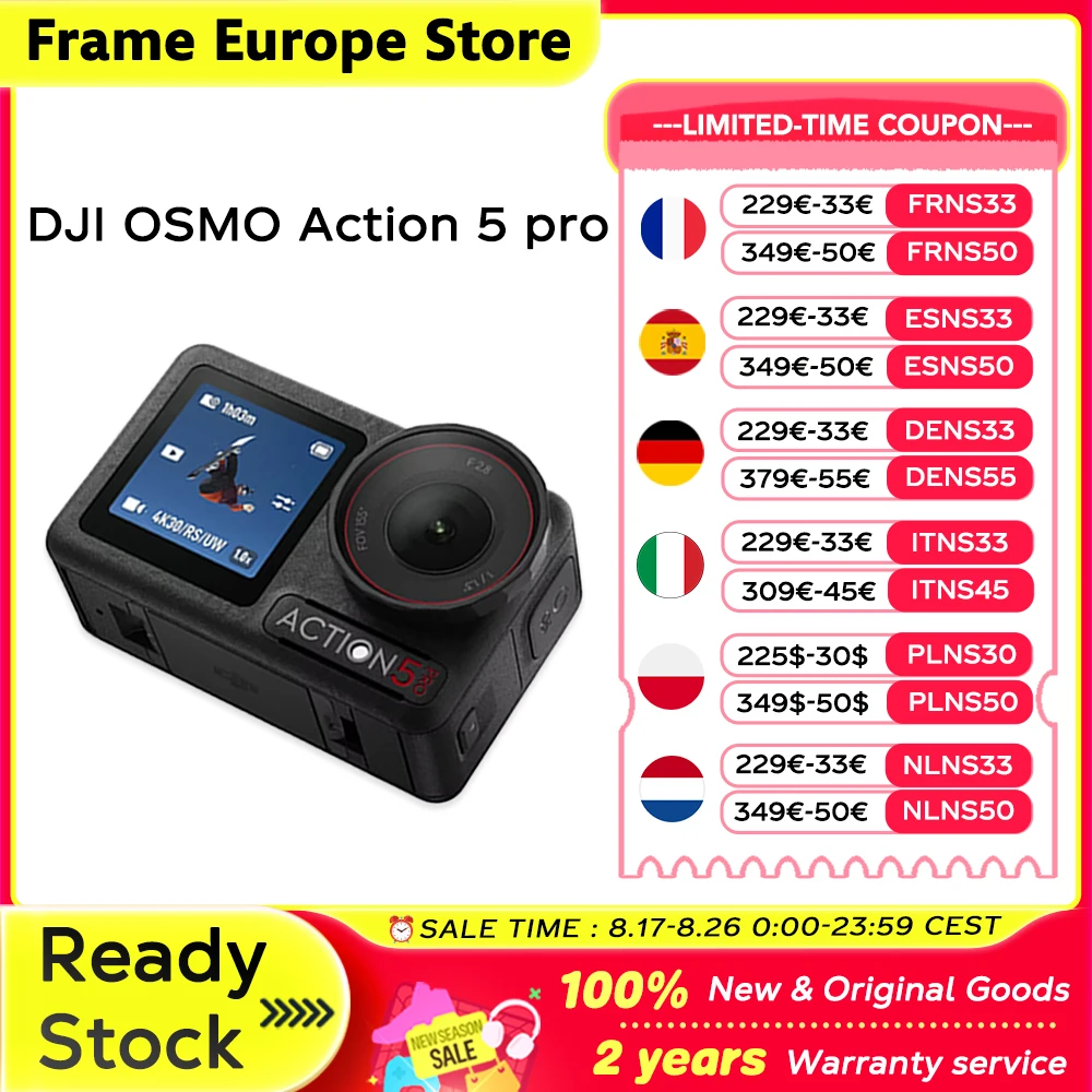 DJI OSMO Action 5 Pro Combo 1/1,3″ Sensor 4 Stunden Verlängerte Akkulaufzeit Duale OLED-Touchscreens mit hoher Helligkeit EU-Lagerbestand