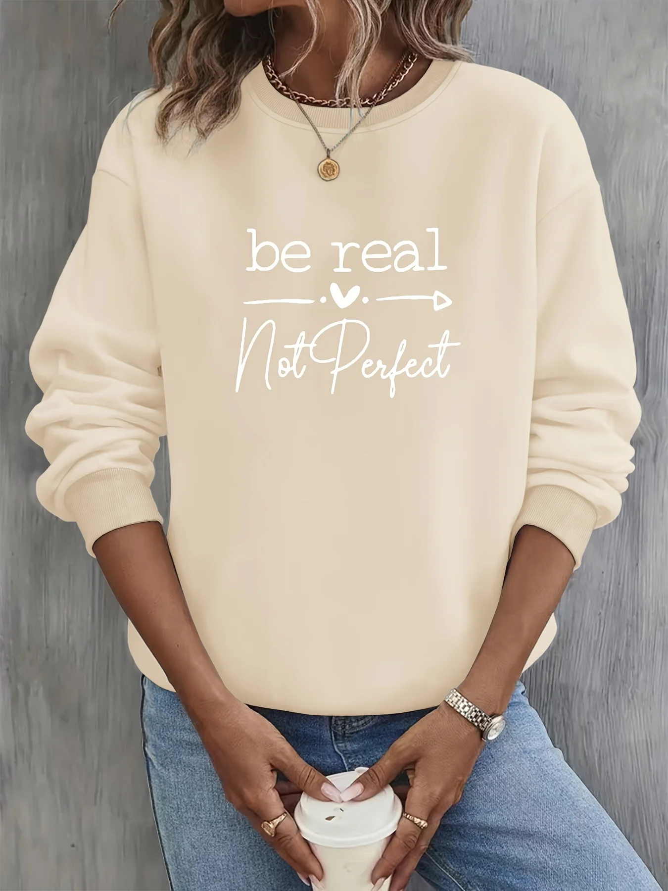 

Женский осенне-зимний свободный повседневный удобный бархатный пуловер с капюшоном и длинными рукавами с буквенным принтом и круглым вырезом