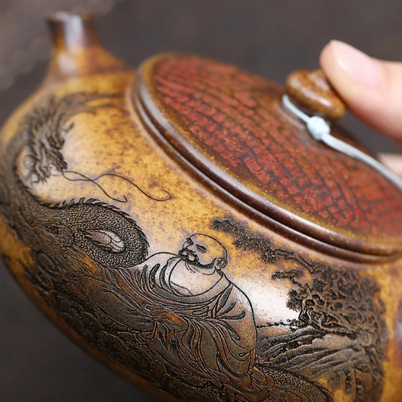 Yixing Tontopf Rohe Mine Kiel Gold Sand Arhat Hanjiang Topf Tee-Set Chinesische Teekanne-A23R