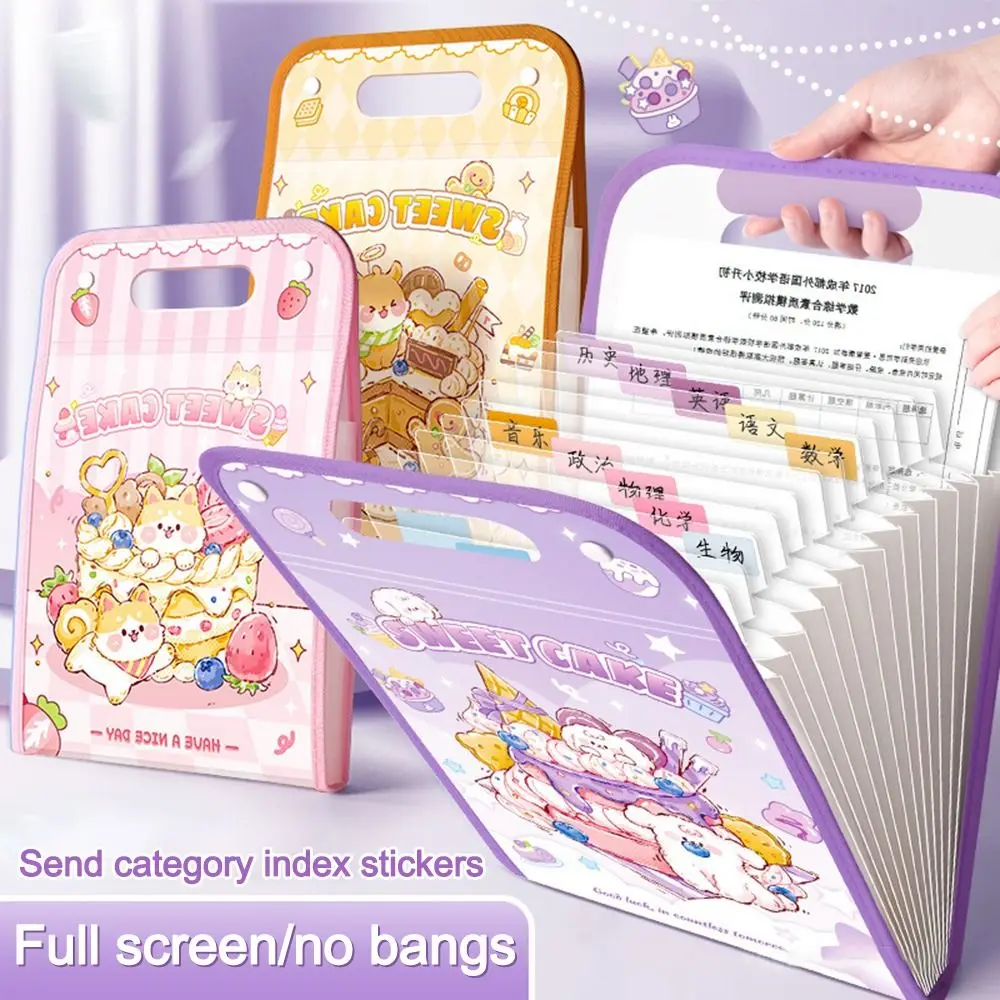 Karikatür Hayvan A4 Dosya Klasörü 3 Katmanlı Genişleyen Su Geçirmez Dikey El Çantası Büyük Kapasiteli Veri Sıralama Saklama Çantası