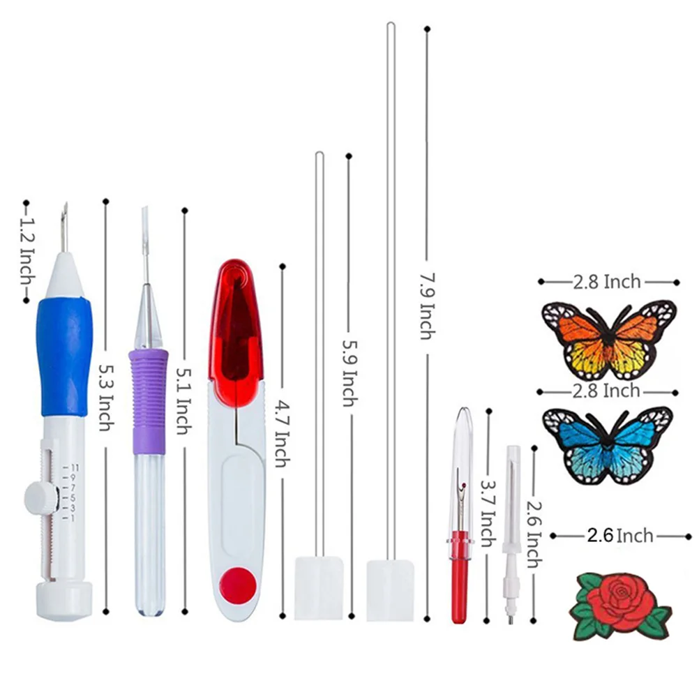 

136 Pcs Embroidery Pen Set Punch Needle Kits 3 Sizes Interchangeable Needles DIY Sewing Craft Tools For Clothing Curtains