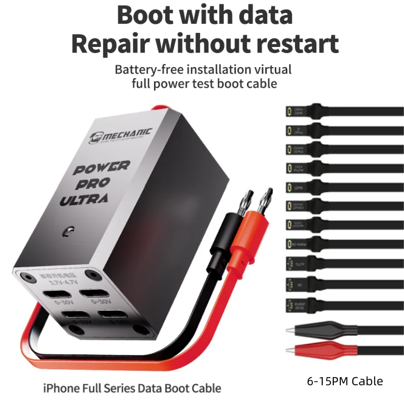 MECHANIC Power Pro Max 2.0 tipe-c Inpufor iPhoneX-15PM Boot satu tombol Motherboard aktivasi kabel tes catu daya dengan 15 FPC