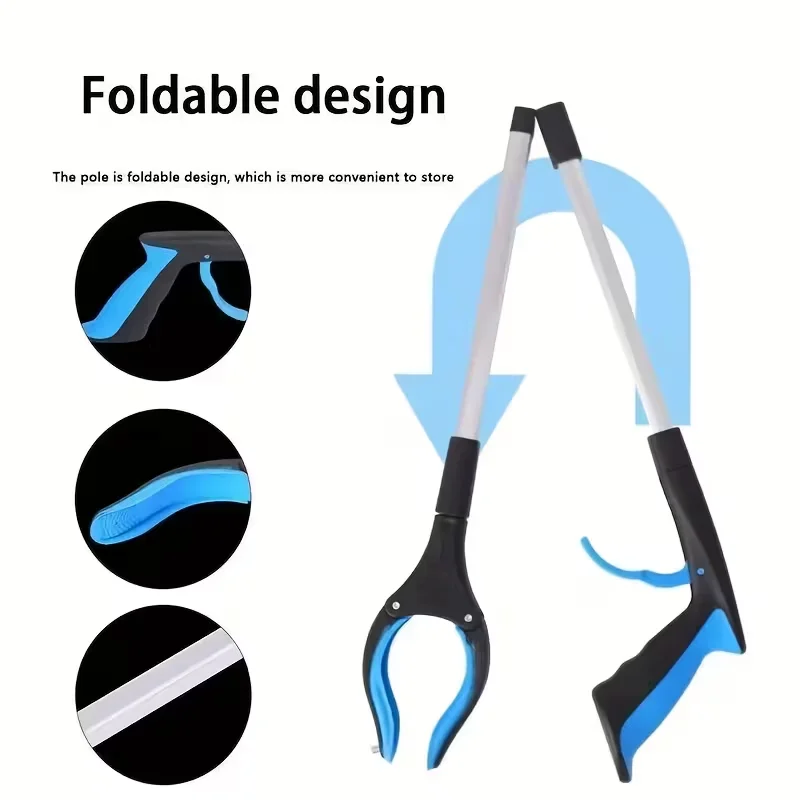 33 Inch Foldable Reacher Grabber Tool, Lightweight Aluminum Litter Picker, Non-Slip Gripper Pick Up Tool, Mobility Aid Grabber for Seniors, Trash, Household & Outdoor Use