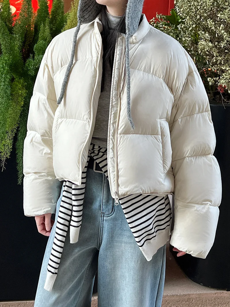 LIMO 2025 New Women's Oversized Nylon Puffer Coat Y2K Winter Fashion White Duck Down Jacket Streetwear Warm Outdoor