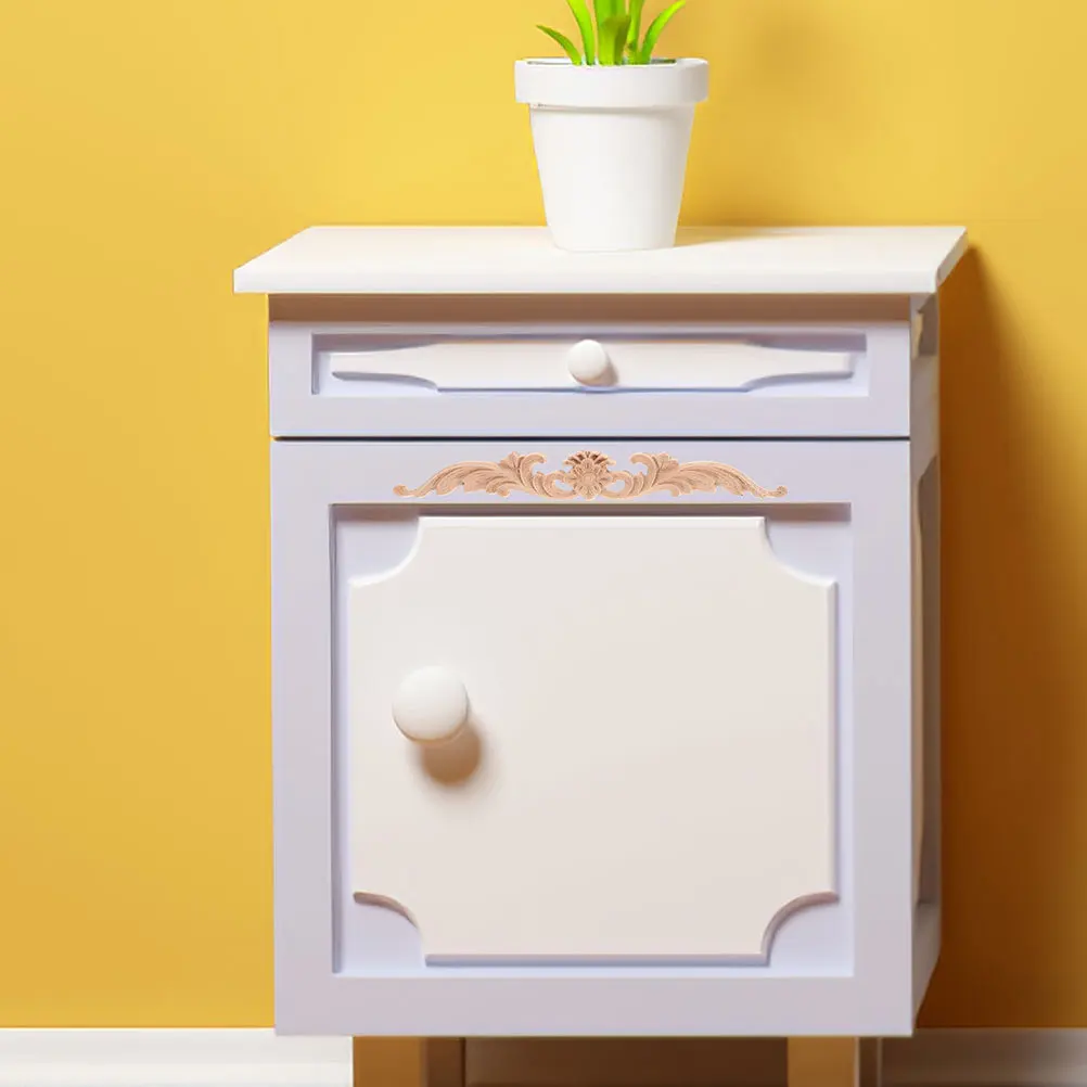 

European Style Wooden Onlay 4pcs Unpainted Carving Applique for Furniture Cabinet Door Decor