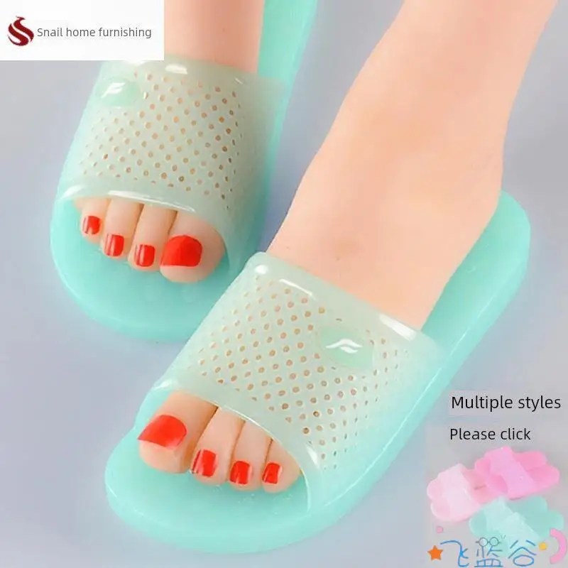 

Women's Summer New Crystal Jelly Slippers Waterproof Non-Slip Indoor Batoom Slippers Transparent Slippers Fly Blue Valley