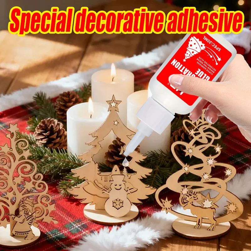 غراء خاص لتزيين العطلات - لاصق سريع، متعدد الأغراض، مثالي لزينة عيد الميلاد، سهل الاستخدام، مقاوم للطقس، 20 مل