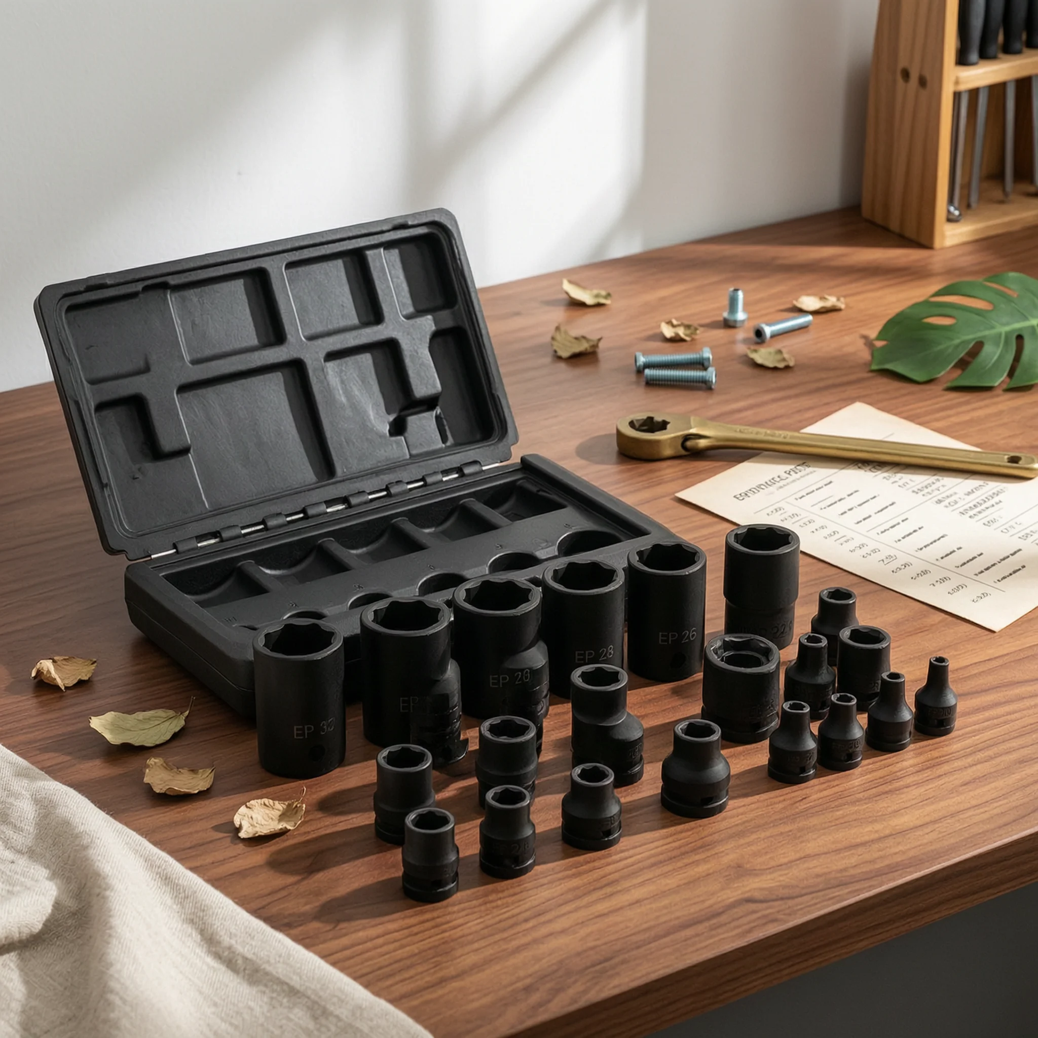 19 Pieces Socket Tool Set in Carrying Case Labeled Tool Kit with Carry Case Tools Compact for Mechanics