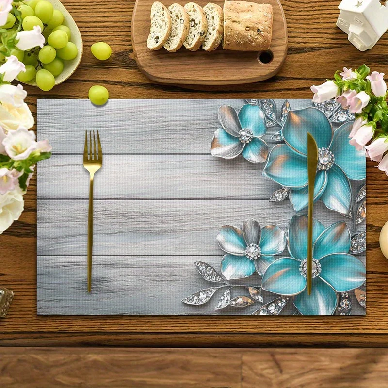 Cute Marine Life Pattern Rectangular Placemat Non Slip Heat Resistant Mat For Home Dining Room Tabletop Use