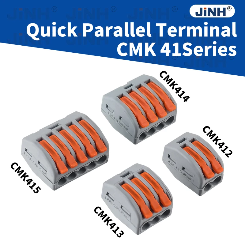 JINH 50 Peças Terminal de Fio Compacto Sem Parafusos CMK412-415 Conector Paralelo de Encaixe para Cabo de 0.08-4mm² 28-12AWG