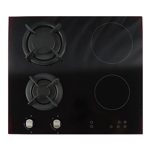 60cm Built in Gas Cooktop 4 Burners Black Glass Knob Touch Control Gas Induction Stove Top