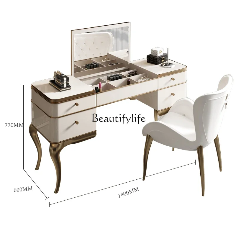 

Light luxury dressing table Modern simple dressing table Integrated flip bedroom dressing table