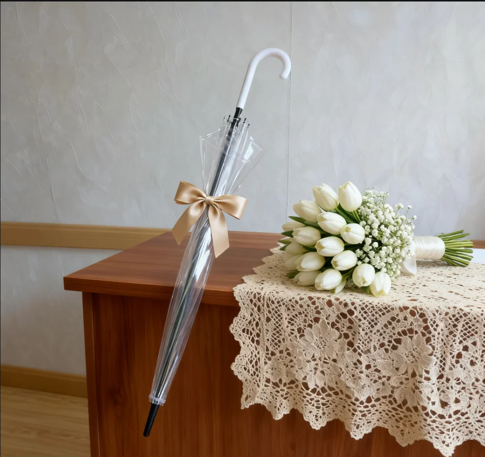 

Wholesale Transparent PVC Umbrellas: Long Sturdy Handle, Rainproof Windproof, Multi-Color for Wedding/Daily (Unisex)
