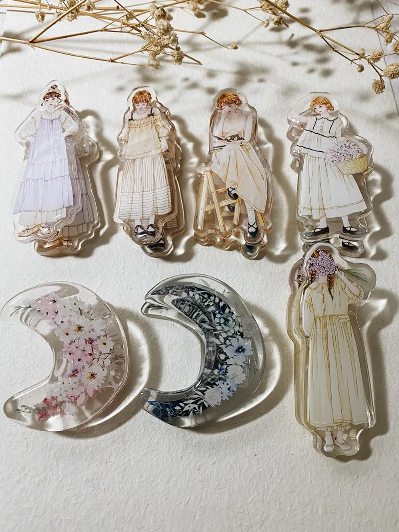 Lovely Flower Girls Floral Moon Arcry Clamp Paper Clip Photo Hoder Snack Sealing Clip DIY Scrapbooking Bill Stamp Storage