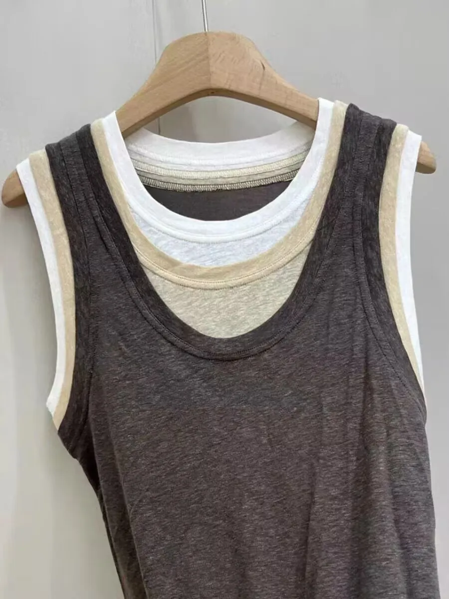 

Льняная женская модная многослойная цветная летняя новинка: свободная одежда для повседневной носки