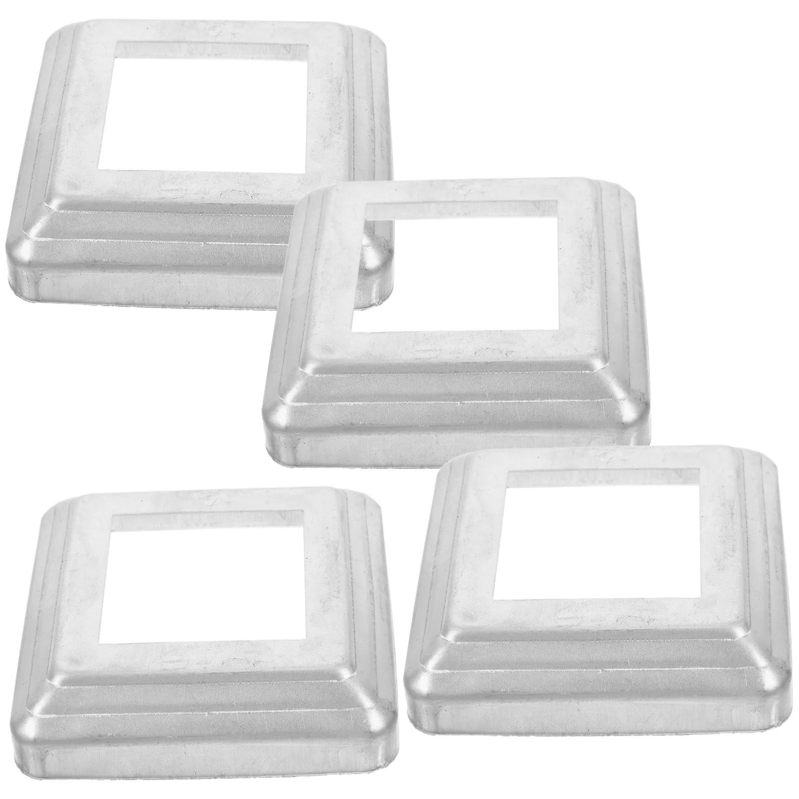 4 Uds cubierta de pie de barandilla tapas de poste de cerca decorativas falda de reemplazo plateada de acero Zinc