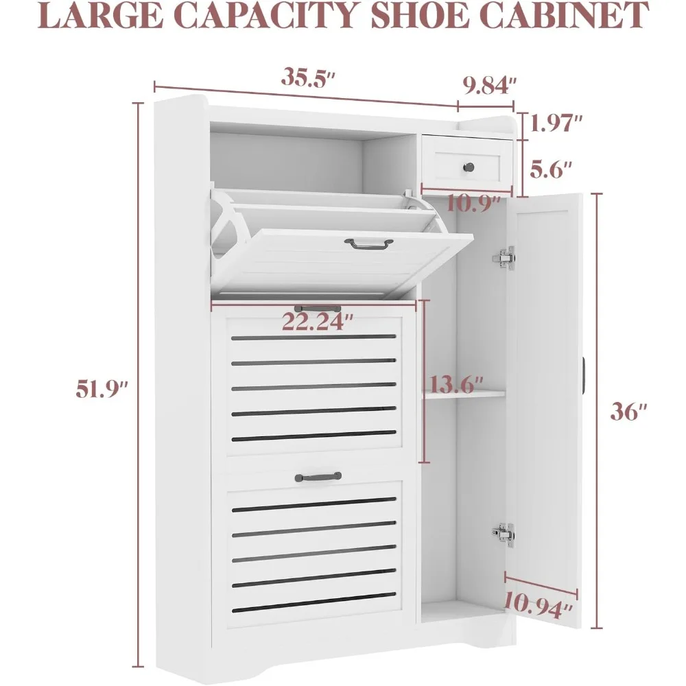 خزانة تخزين الأحذية ذات 3 أدراج مع أرفف قابلة للتعديل وتخزين الأحذية، منظم خشبي نحيف للأحذية #2