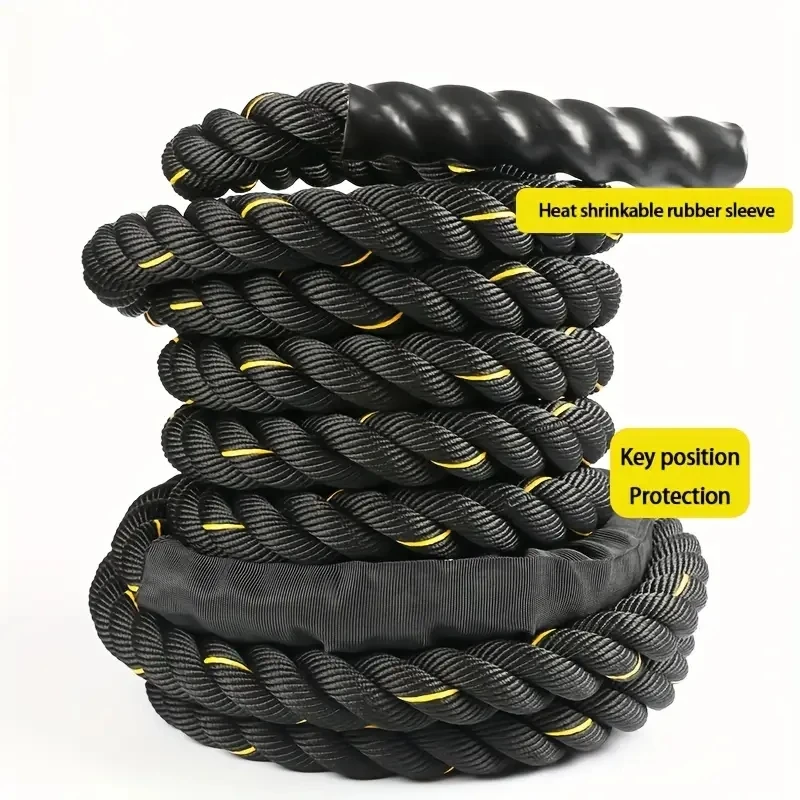 Home Gym Battle Rope for Men Fitness Swing Big Rope Martial Arts Training Strength Weight Loss Arm Power Battle Rope Black Yello